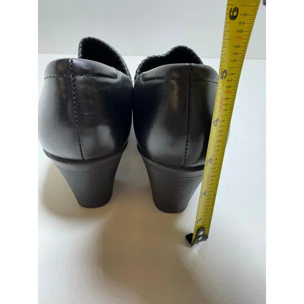 Clark’s Bendables Leather Slip On 7.5M Block Heel 80825 Thoughtful Q Comfort